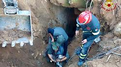 Semproniano, cane cade in un crepaccio di 8 metri: 7 ore di lavoro dei vigili del fuoco per recuperarlo