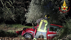 Intervento dei Vigili del Fuoco a Schiantapetto: conducente soccorso dopo lo schianto contro una quercia