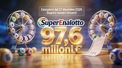 Lotto, Superenalotto e 10eLotto. Estrazione di oggi 27 dicembre: nessun 6. Il jackpot vola a 97,6 milioni