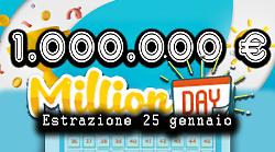 Million Day&nbsp;e Million Day Extra, numeri vincenti di oggi domenica 25 gennaio