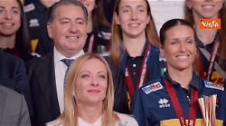 Meloni riceve a Palazzo Chigi Nazionali femminile e maschile di pallavolo dopo vittoria mondiali