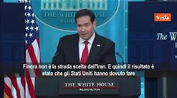 Rubio (Segretario Stato Usa): L'Operazione Epic Fury &egrave; conclusa, abbiamo terminato questa fase