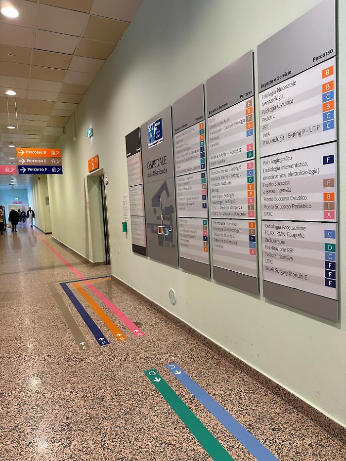 Grosseto, nuova segnaletica interna all'ospedale Misericordia: proseguono i lavori