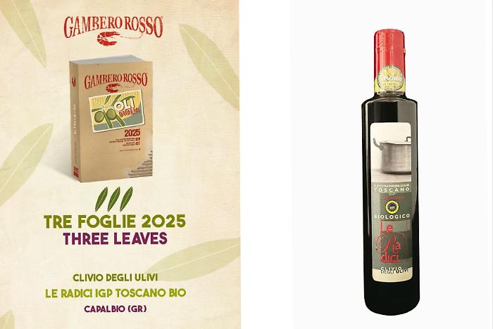 'Le Radici IGP Toscano Bio' del Clivio degli Ulivi premiato dalla Guida Oli d'Italia 2025 Gambero Rosso