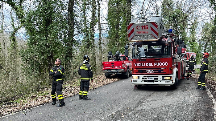 Rami e alberi pericolanti sulle strade, intervento dei Vigili del fuoco sulla Strada provinciale 78 a Montieri