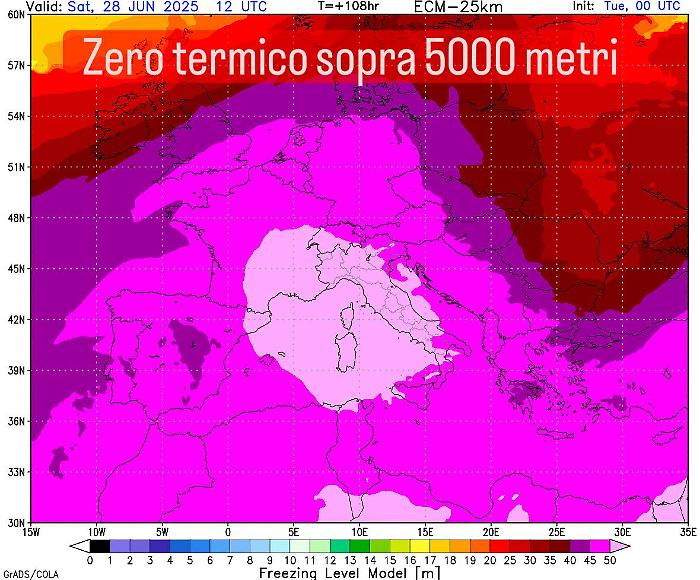 Caldo record, l'allarme del Consorzio Lamma: "Sabato 28 giugno lo zero termico in Italia sarà sopra i 5.000 metri"