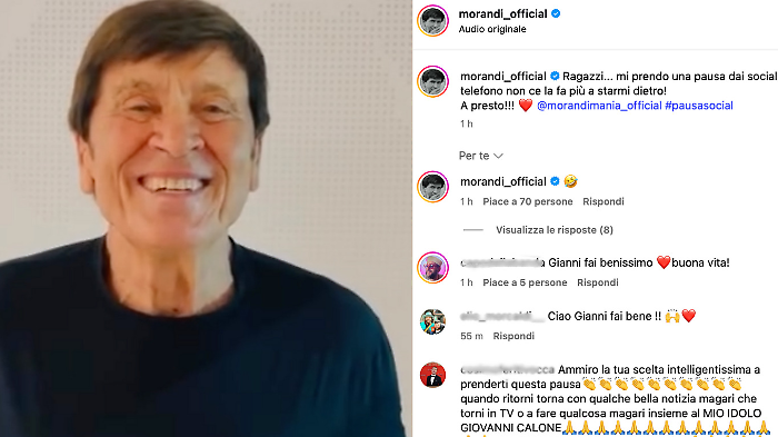 Gianni Morandi si prende una pausa dai social: "Il telefono non ce la fa pi&ugrave; a starmi dietro"