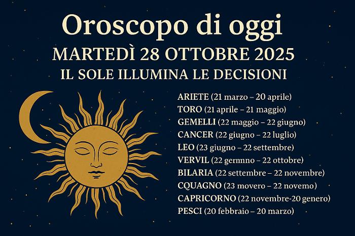 Oroscopo di oggi martedì 28 ottobre 2025: il Sole in Scorpione illumina le decisioni e rafforza il cuore