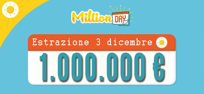 Million Day e Million Day Extra, estrazioni di oggi mercoledì 3 dicembre: i numeri vincenti
