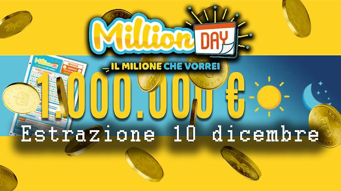 Million Day e Million Day Extra, tutti i numeri vincenti dell'estrazione di oggi mercoled&igrave; 10 dicembre