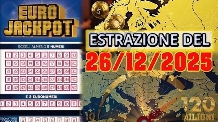 Eurojackpot, estrazione di oggi venerd&igrave; 26 dicembre: i numeri vincenti. Il jackpot vale 50 milioni