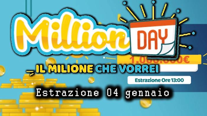Million Day e Million Day Extra di oggi domenica 4 gennaio: estrazioni e numeri vincenti