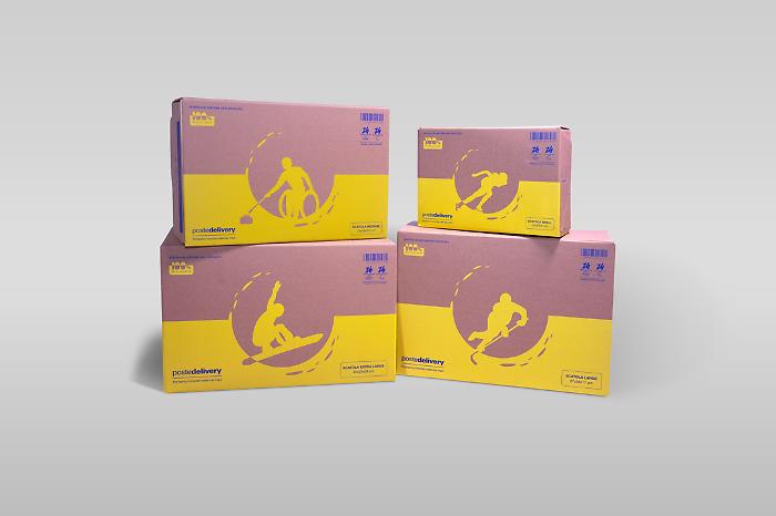 Scatole dedicate a Milano Cortina 2026 carta riciclata