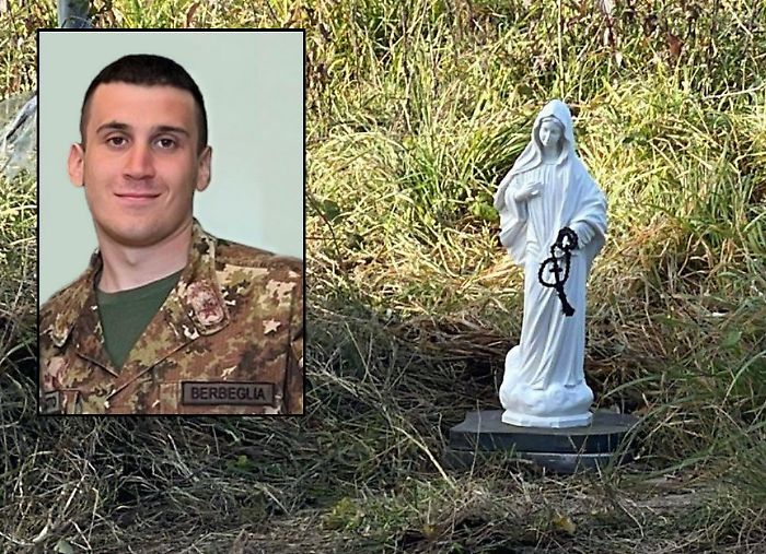 Ladri senza cuore: rubata la statua della Madonna in ricordo di Paolo Berbeglia, morto nell'incidente. Il commovente appello della mamma