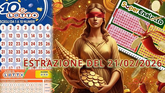Lotto, Superenalotto e 10eLotto: estrazioni e numeri vincenti di oggi sabato 21 febbraio