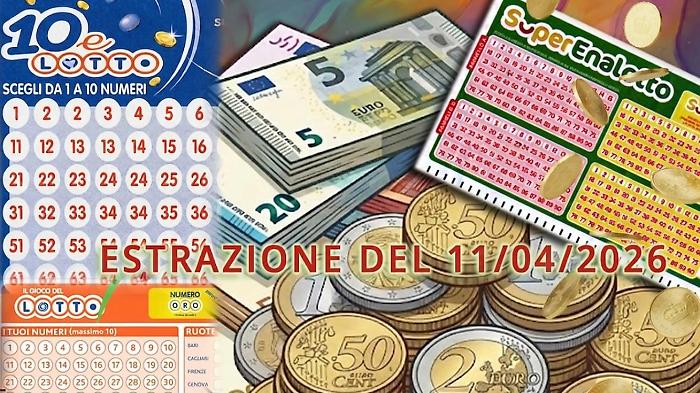 Lotto, Superenalotto e 10eLotto, estrazione di oggi sabato 11 aprile: tutti i numeri vincenti