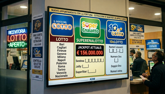 Lotto, Superenalotto e 10eLotto: estrazioni e numeri vincenti di oggi marted&igrave; 28 aprile 